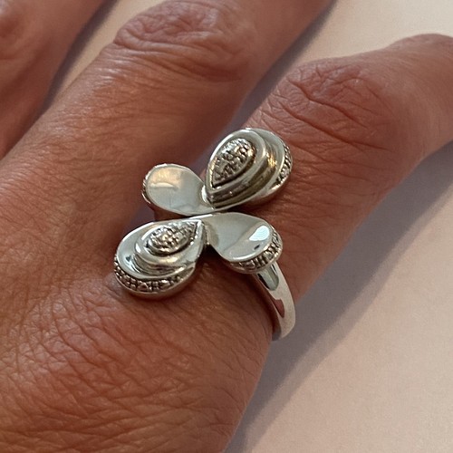 Sterlingsilber Modernist Kreuz poliert strukturiert Statement Ring Größe 7 D83 - Bild 11 von 12