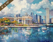Chicago with Shedd Aquarium oil painting 8x10 Print