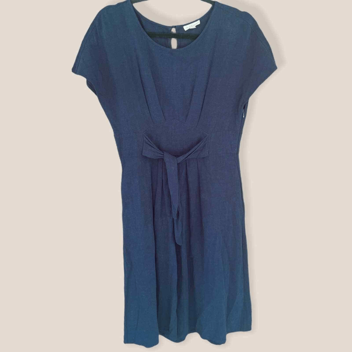 Bohme Linen Short Sleeve Midi Shirt Dress Lagenlook S Small Women's Navy  Blue | eBay