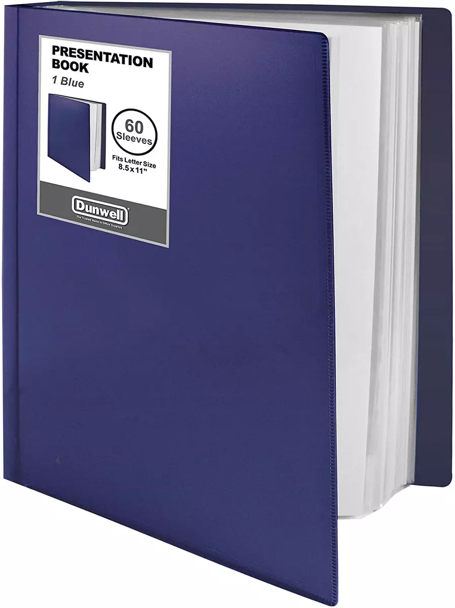 Binder with Plastic Sleeves 60-Pocket (1 Pack, Blue) - Presentation Book,  8.5 X