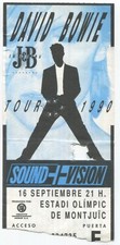 DAVID BOWIE - RARE 1990 Sound & Vision Concert Ticket Barcelona Spain