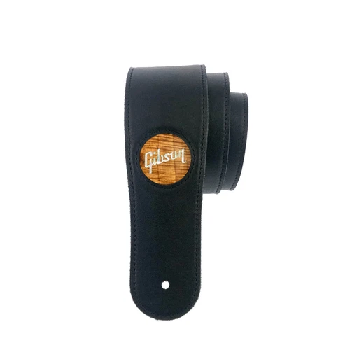 Thalia Gibson Black Leather Strap w/Koa Pearl Gibson Logo Inlay GIBST-03