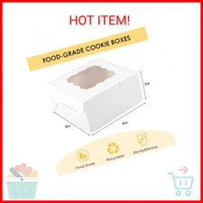Moretoes 30pcs Bakery Boxes 6x6x3 Inches Cookie Box with Window for Valentines D