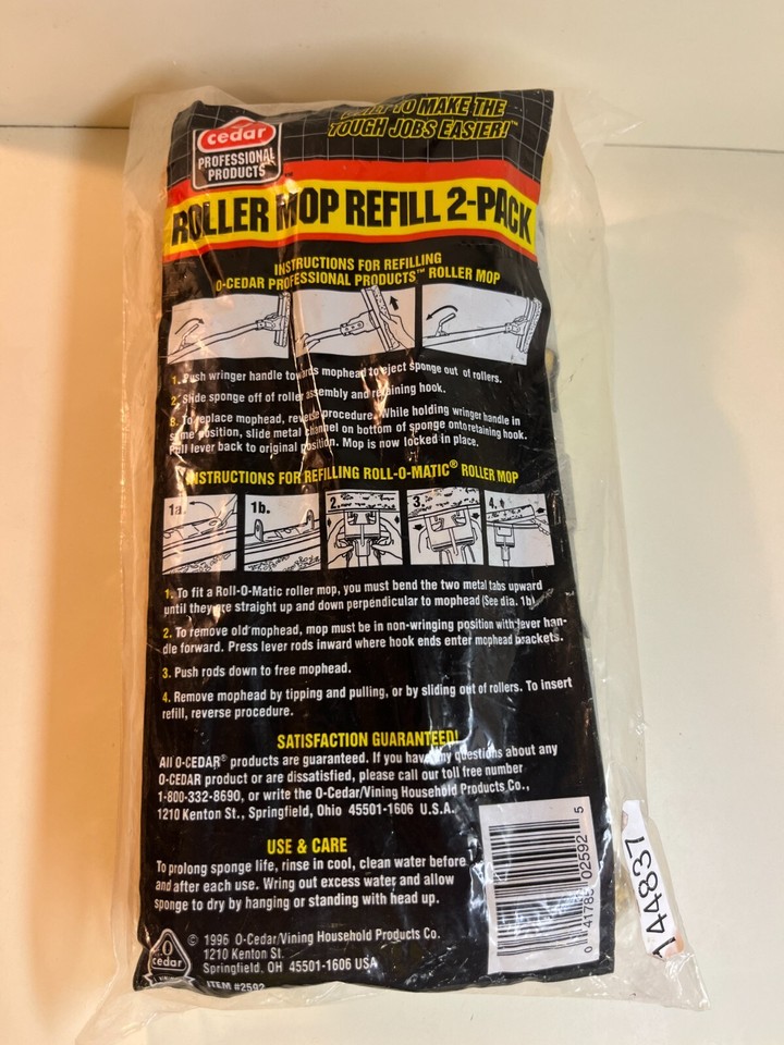 New Old Stock - O Cedar 2-Pack Roller Mop Refill Sponge Roll-O-Matic ...
