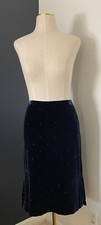 NWT Vintage Ralph Lauren Velvet Navy Silk Blend Beaded Pencil Skirt Sz 8