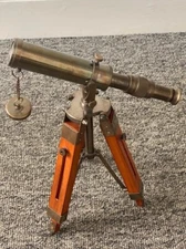 Vintage Solid Brass Telescope with Adjustable Wooden Tripod –Antique Style Decor