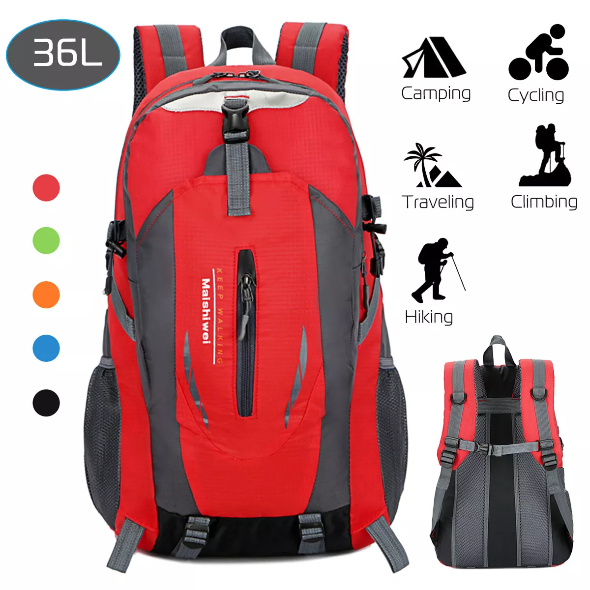 36L Nylon Travel Backpack Waterproof Outdoor Rucksack Men Camping