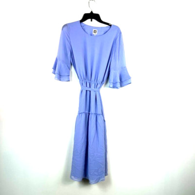 Anne Klein Womens M High Sky Blue Tie Waist Knee Length Dress NWT DB77