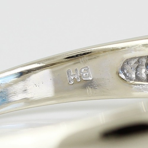 14k White Gold Oval Checkerboard Topaz + Diamond Anniversary Ring by Effy - Picture 6 of 8