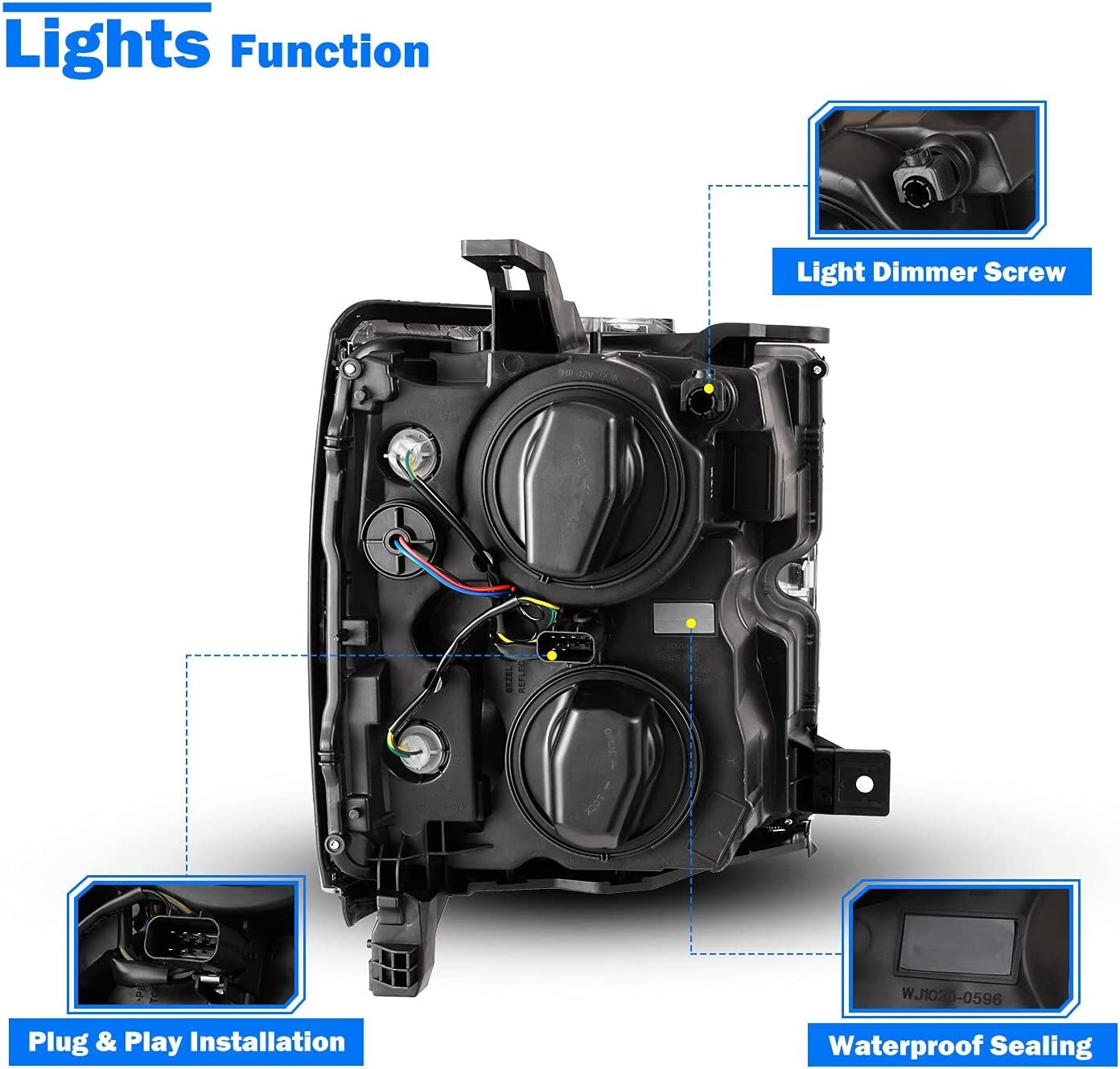 Headlights For 2015-2019 Chevy Silverado 2500 HD 3500 HD Projector Headlamps NEW