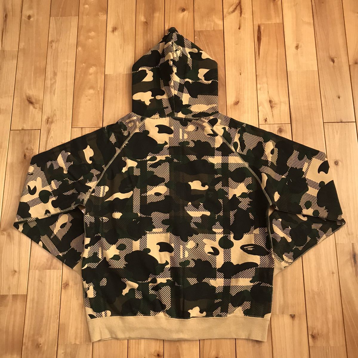 BAPE Check 1st camo Yellow Full zip hoodie A Bathing Ape