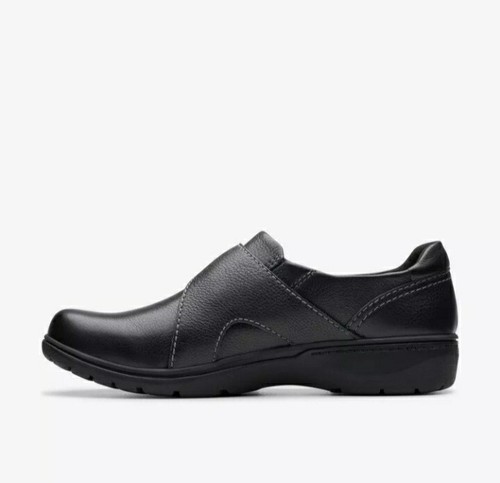 Clarks Ladies * Carleigh Jazz * Black Leather SLIP-ON Shoes UK 7 D / EUR 41 - Picture 2 of 6