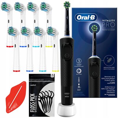 NEU Oral B Vitality PRO Elektrische Zahnbürste schwarz 8 Aufsätze CrossAction