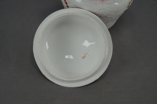 Minton Floral Embossed Pink & Gold Shell Edge Entwined Handle Sugar Bowl C.1846 - Picture 8 of 11