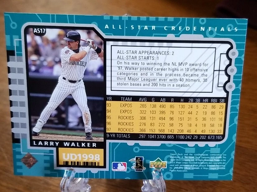 1998 (ROCKIES) Upper Deck All-Star Credentials #AS17 Larry Walker - Image 2 of 2