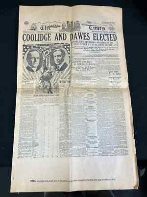 8 PRESIDENTIAL ELECTION RESULTS HEADLINES, VINTAGE  LA TIMES REPRINT, 1924-1952