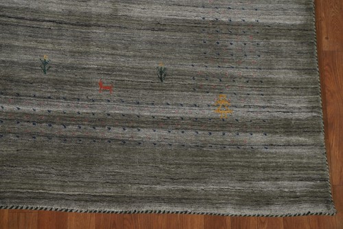 Green Wool Tribal Gabbeh Room Size Area Rug 8'x10' Wool Hand-knotted Nomad Rug - Picture 6 of 12