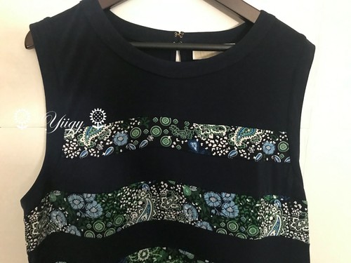 Michael Kors Paisley Print Dress XL Navy NWT Auth - Picture 7 of 10