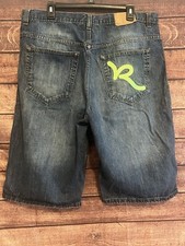 Rocawear Shorts Mens 38 Denim Wide Long Leg Baggy Hip Hop 90s Streetwear
