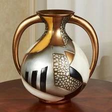 Earths Essence Handpainted Metallic Modern Geometric Table Vase Centerpiece
