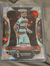 2022 Panini Prizm World Cup Qatar Bruno Fernandes Silver Cracked Ice Portugal