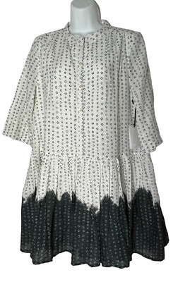 A Piece Apart Dress Women s Size M White Drop Waist Boho Maurino Shibori Dip Dye