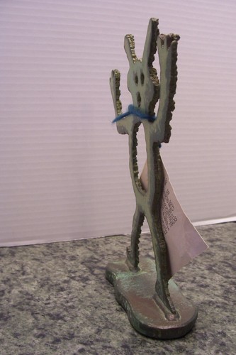 Metallskulptur ZUNI TRICKSTER ("Schlammkopf") New Mexico, Künstler signiert 9,75" mit Etikett - Bild 9 von 11