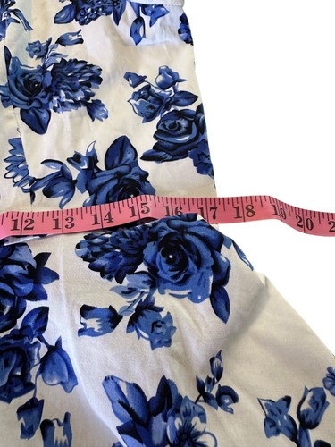 Blau & Weiß Blumen Retro Kurzarm Midi Swing Kleid Tee Party Landhaus Kern - Bild 19 von 24