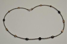 Vintage Gestempelte 925 Sterlingsilber Tigerauge Perlen 16" Kette 6,96g