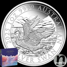 SCHWAN SWAN Australien 2025 - 1 Oz Silber Polierte Platte Proof - Perth ANDA BOX