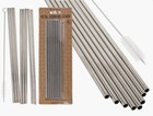 SET OF 8 METAL STAINLESS STEEL DRINKING PARTY STRAWS WITH CLEANING BRUSH