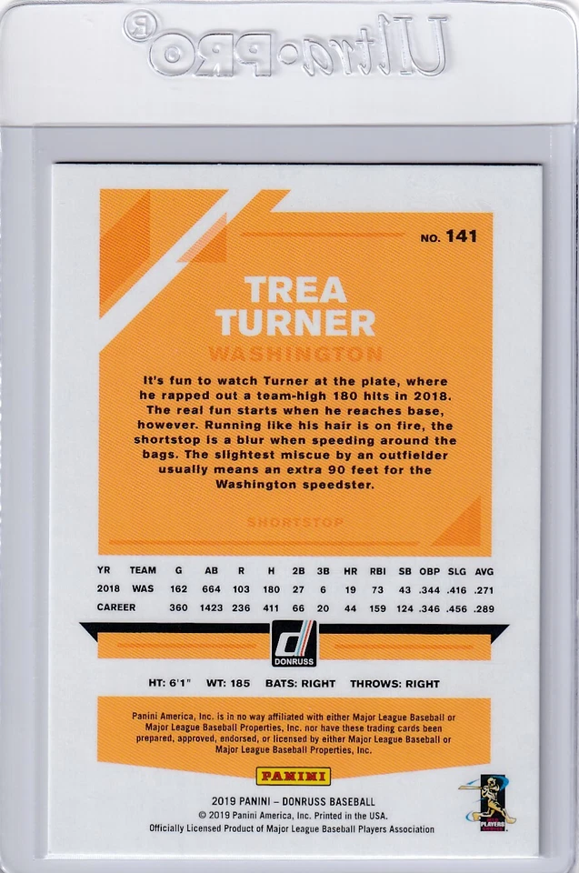 2019 DONRUSS TREA TURNER WASHINGTON NATIONALS BASEBALL - H4782 - Image 2 of 2