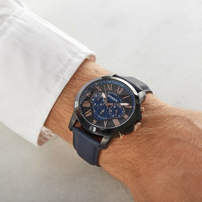 fossil grant chronograph blue