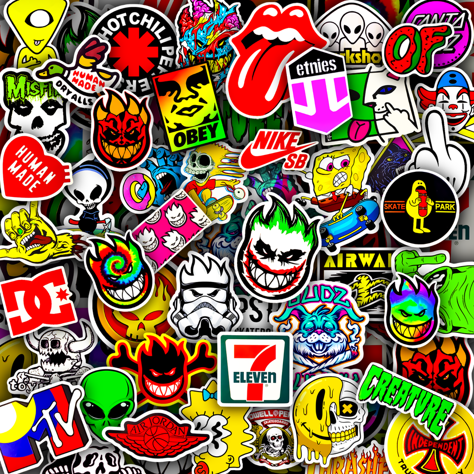 50pcs Waterproof Vinyl Skateboard Stickers for Water Bottles, Laptops ...