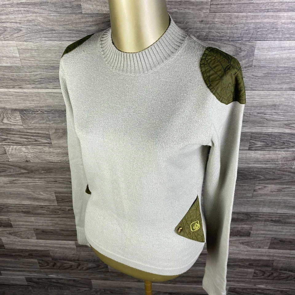 VOLCOM Spiders Crewneck Pullover Grey Knit Sweater Boy's Size Large - Image 2 of 4