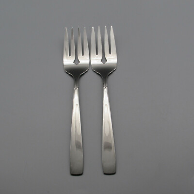 Oneida Stainless Flatware ACCENT Pattern (Glossy) Serving Forks - TWO * USA Made