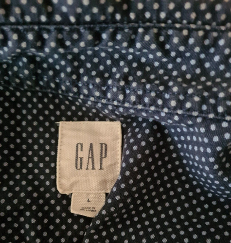 GAP Mens Size Large 48-50 Button Up Long Sleeve Dress Shirt Blue with White Dots - Picture 6 of 8