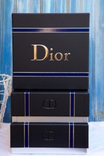 SET of 3 Navy Blue Silver Embossed 8 1/2 Dior Gift Boxes NEW Limited Edition