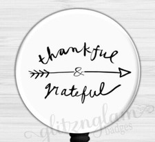 Thankful Badge Holder, Gratitude Retractable Badge Holder, Badge Reel GG1011