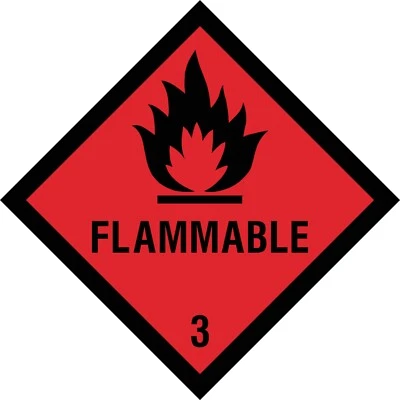 Flammable 3 Sign or Sticker - All Material & Size options available. (DAS25)