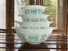 RARE ALL WHITE Pyrex Amish Butterprint Cinderella Mixing Bowls Set Of 4 Reverse