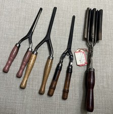 Antique 1910s 1920s Hair Curling Iron, Wooden...