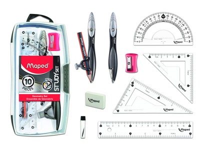 Maped Study Geometry 10 Piece Set - Advanced Student Kit - Precision Tools - ...