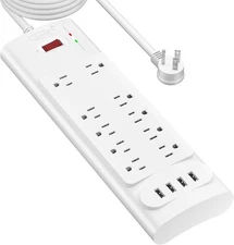 Surge Protector with Outlets USB Ports Long Cord