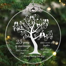 25 Year Wedding Ornament Gift for 25th Silver Wedding Anniversary Gift