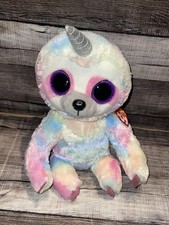 TY BEANIE BOO COOPER PLUSH UNICORN SLOTH SPARKLY PURPLE EYES 11" STUFFED ANIMAL