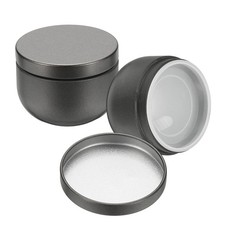 2pcs Round Tin Can, 1.73inch Metal Empty Storage Container with Lid, Gray