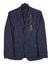 Tommy Hilfiger Men's Modern-Fit Flex Stretch Sport Coat Navy Pink Plaid 36S NWT