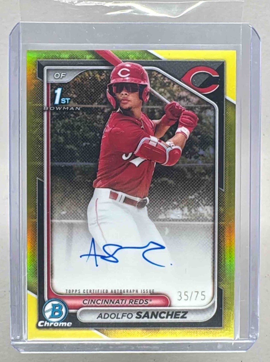 Adolfo Sanchez 2024 Bowman Chrome #CPA-AS Yellow Refractor Auto 1st RC 35/75