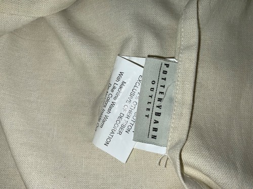 Pottery Barn Linen/Cotton Pillow Cover Case Buff Brown Embroidery 27x24" - Picture 5 of 7